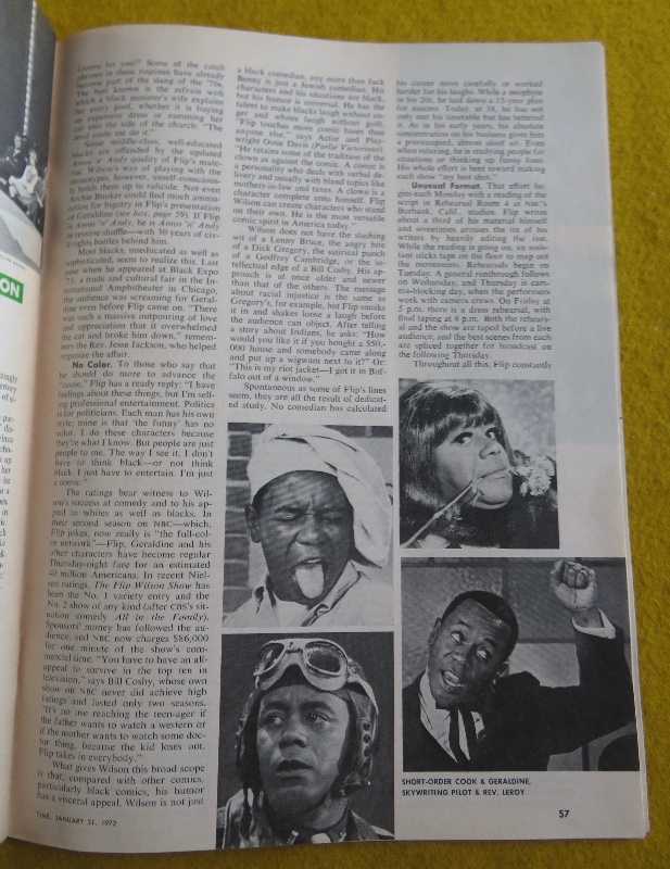 Time Magazine January 31, 1972 Comedian Flip Wilson (TV's First Black Superstar)