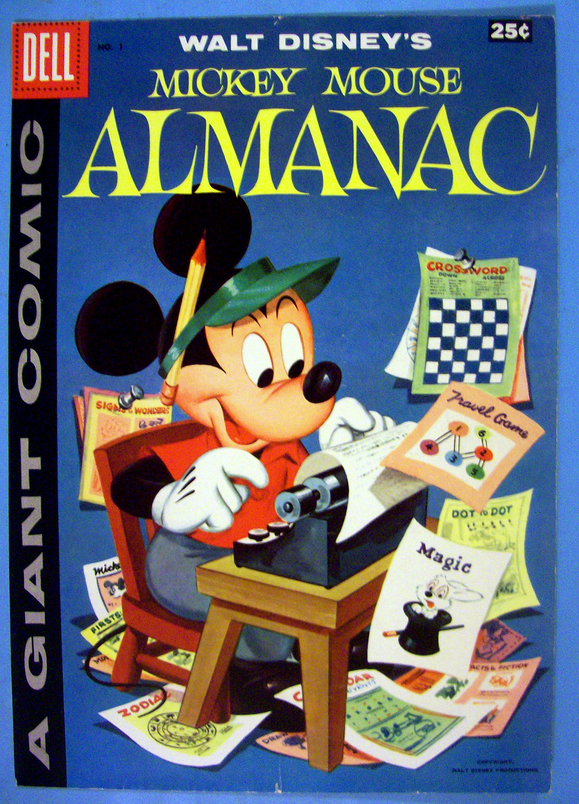 Mickey Mouse Almanac Comic Cover #1 1957