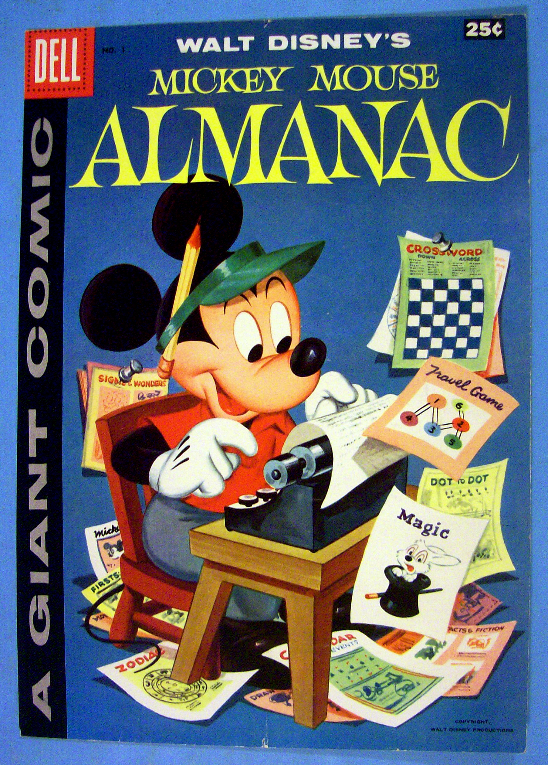 Mickey Mouse Almanac Comic Cover #1 1957