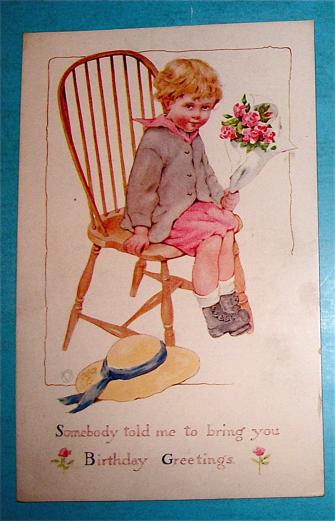 Birthday Greetings Postcard with Little Girl By Tuck's