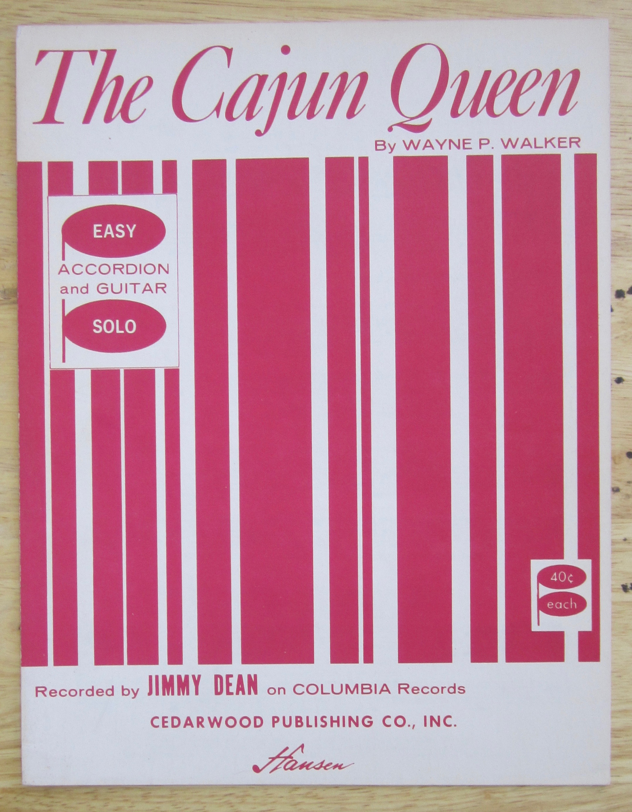1961 The Cajun Queen Sheet Music
