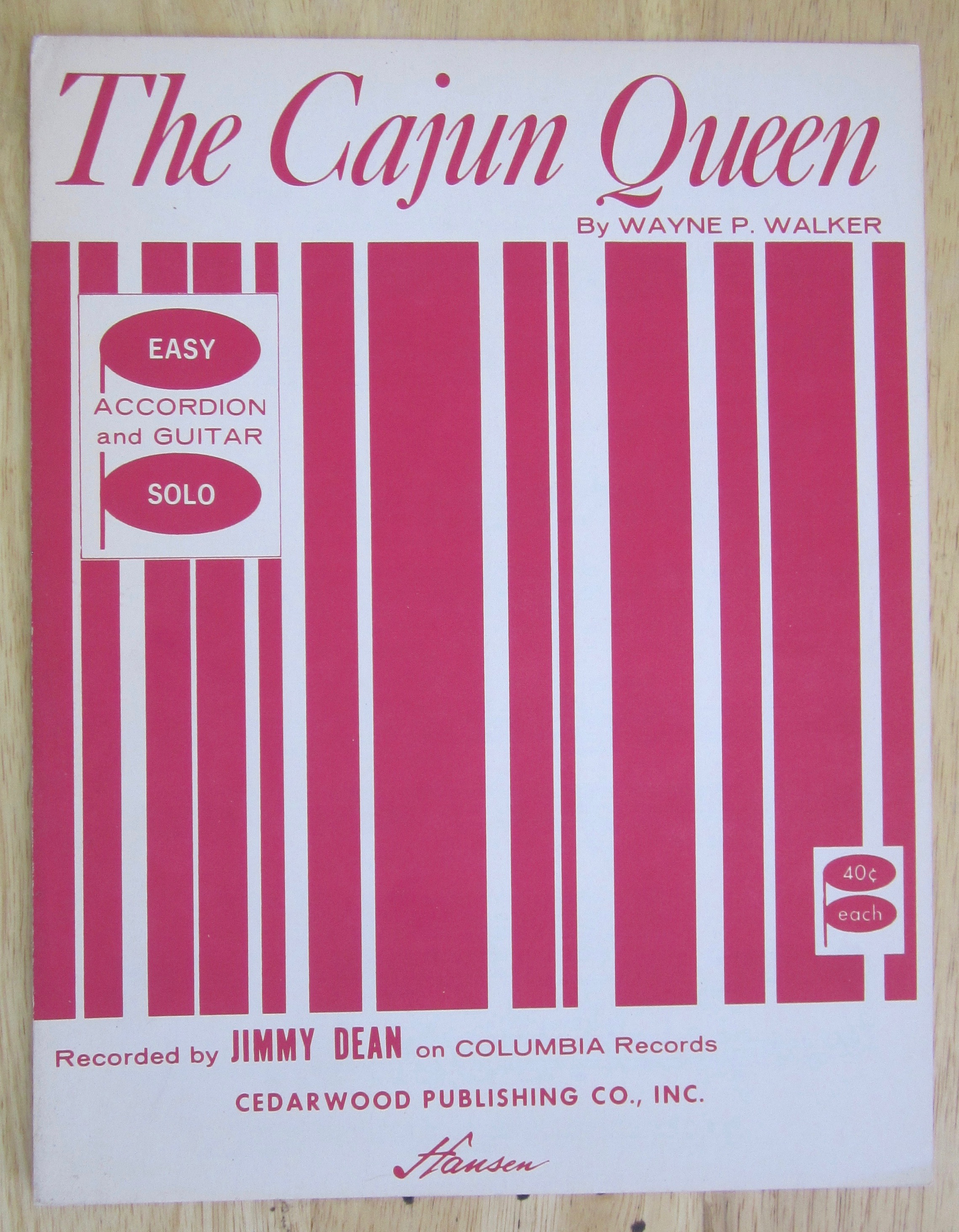 1961 The Cajun Queen Sheet Music