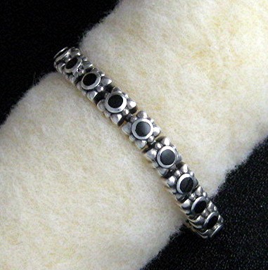 Sterling Silver Black Onyx bracelet Push Clasp