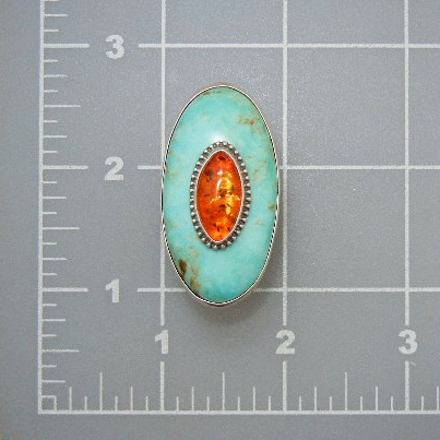 David Troutman Sterling Silver Amber Kingman Turquoise