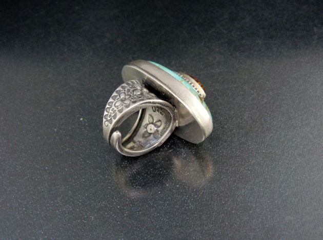 David Troutman Sterling Silver Amber Kingman Turquoise