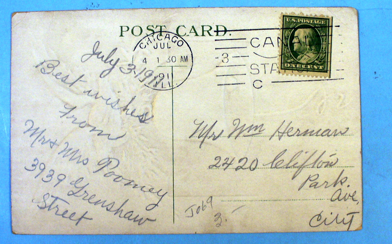 An Eagle On A Tree Branch with a Hanging Bell Postcard