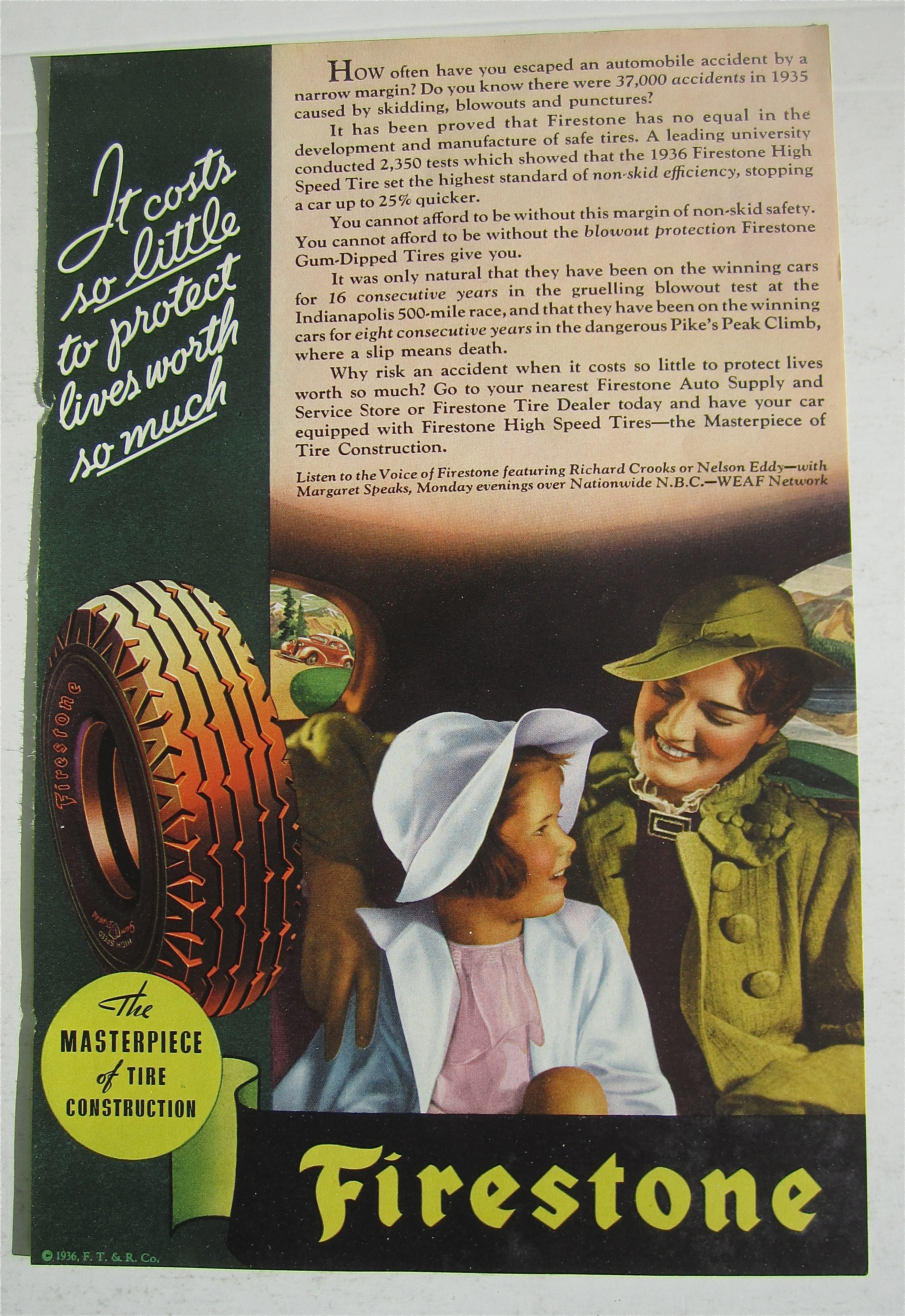 1936 Firestone Tires with Woman & Little Girl