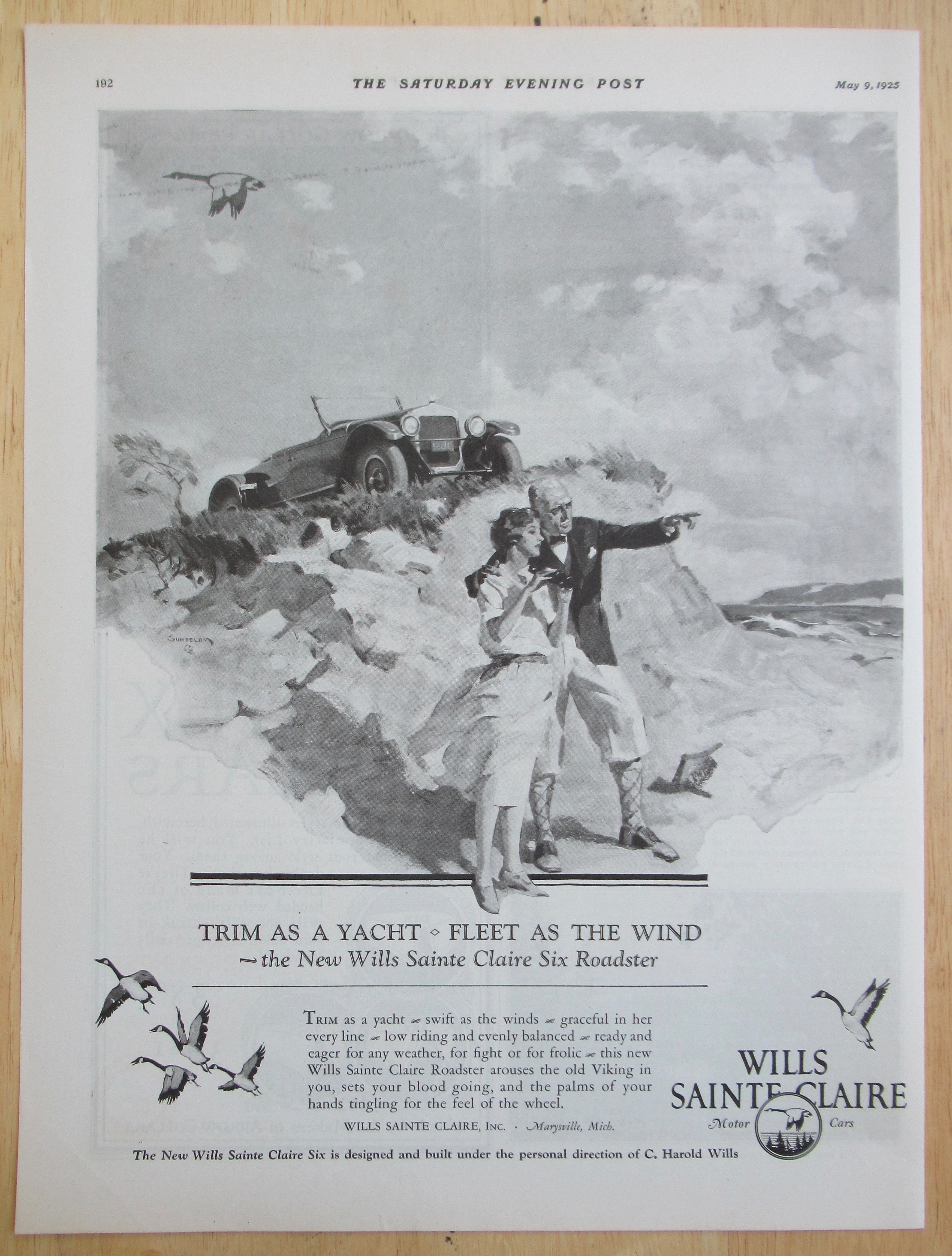 1925 Wills Sainte Claire with Man & Woman By The Ocean