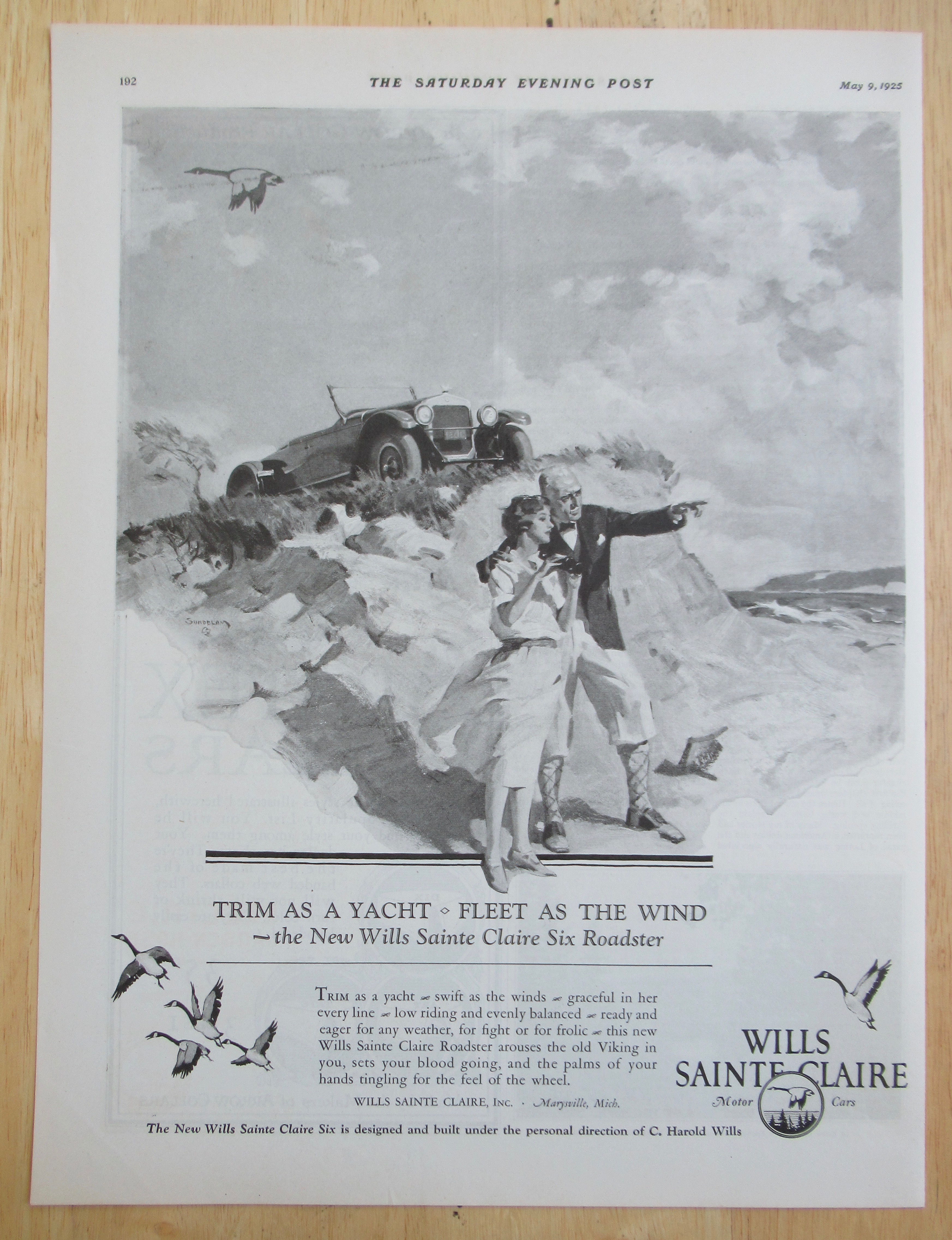 1925 Wills Sainte Claire with Man & Woman By The Ocean