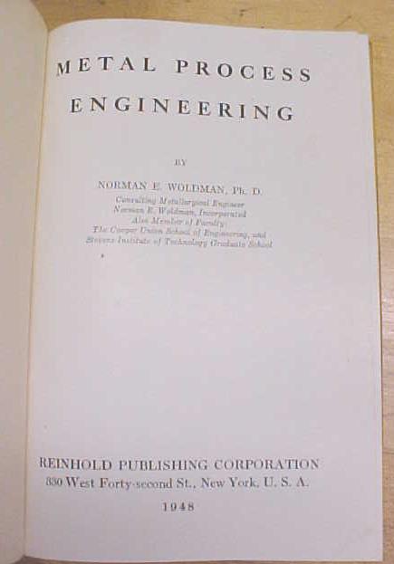 Metal Process Engineering 1948 1st Edition