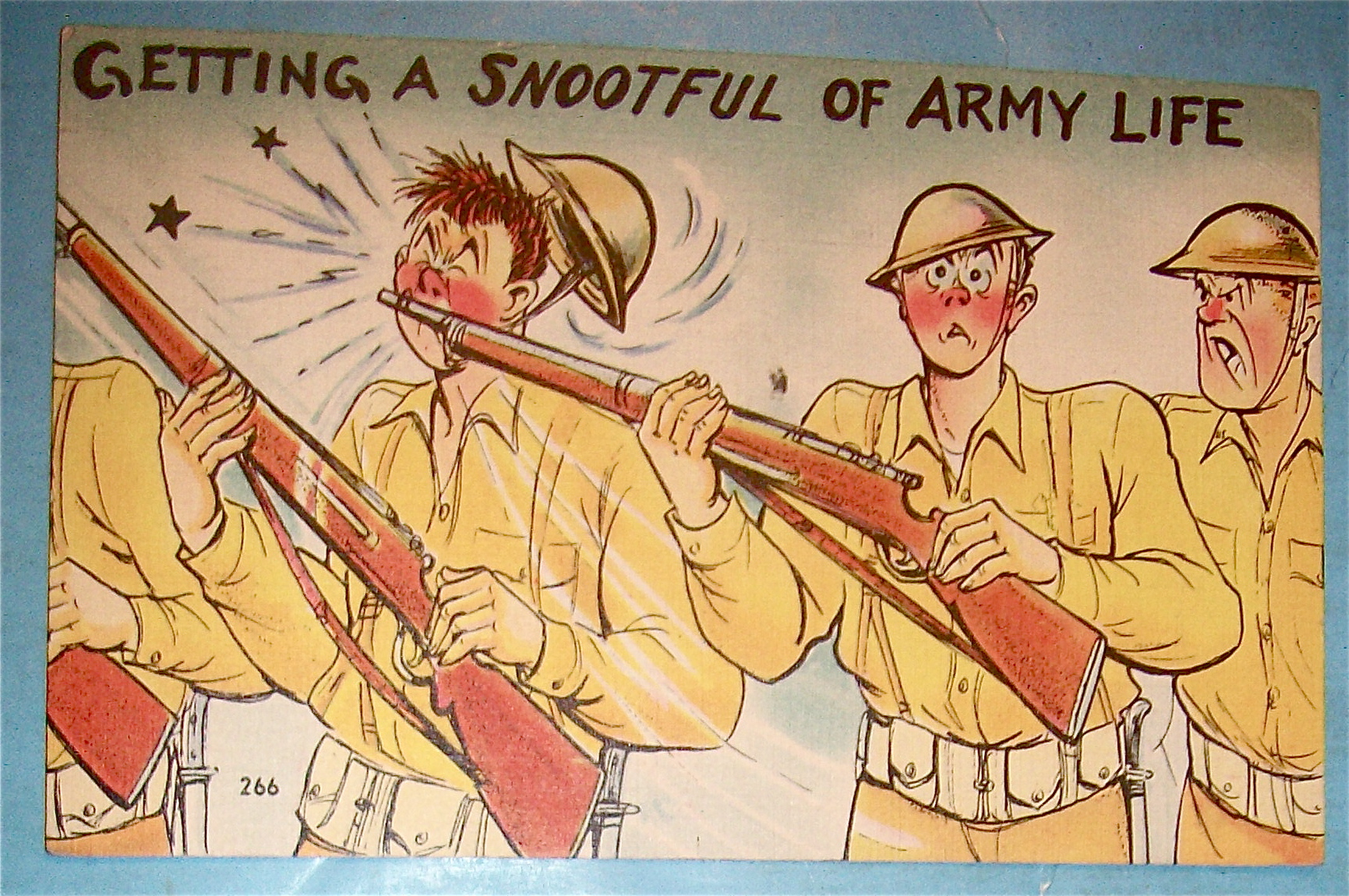 Soldier Getting Hit In Nose By Gun Postcard