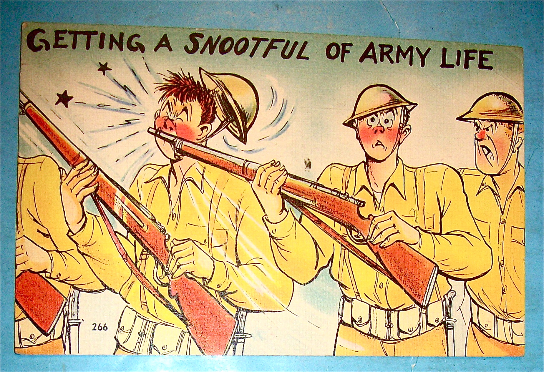 Soldier Getting Hit In Nose By Gun Postcard