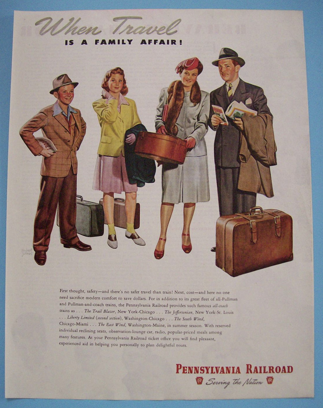 1946 Pennsylvania Railroad w/ Family Waiting for Train