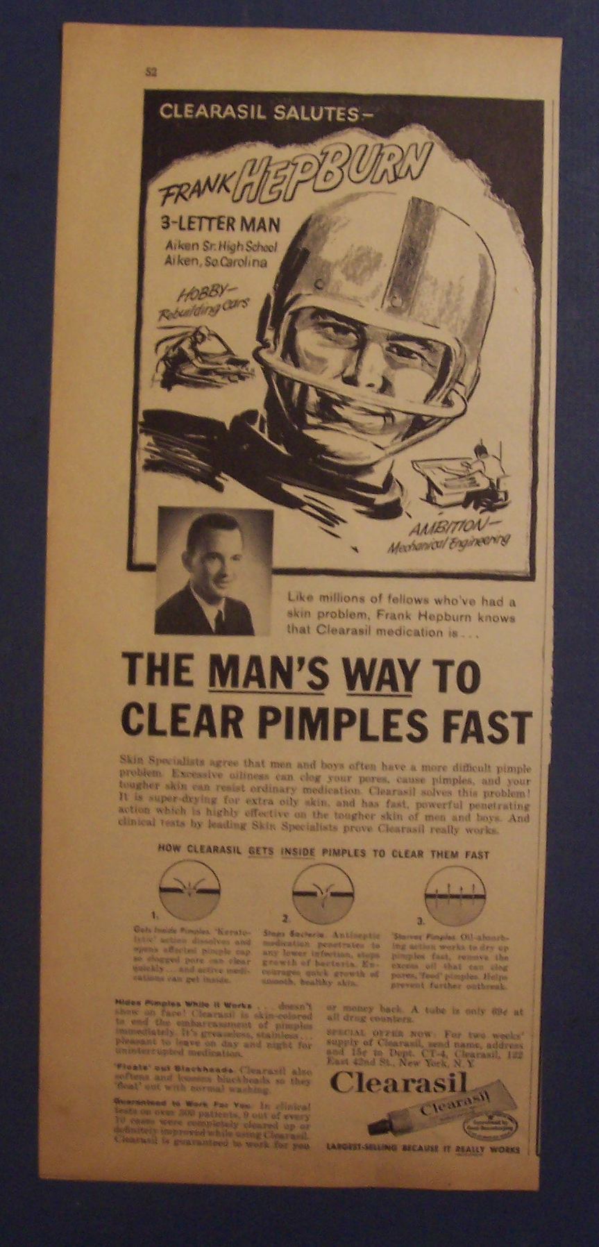 Vintage Ad: 1961 Clearasil with Frank Hepburn