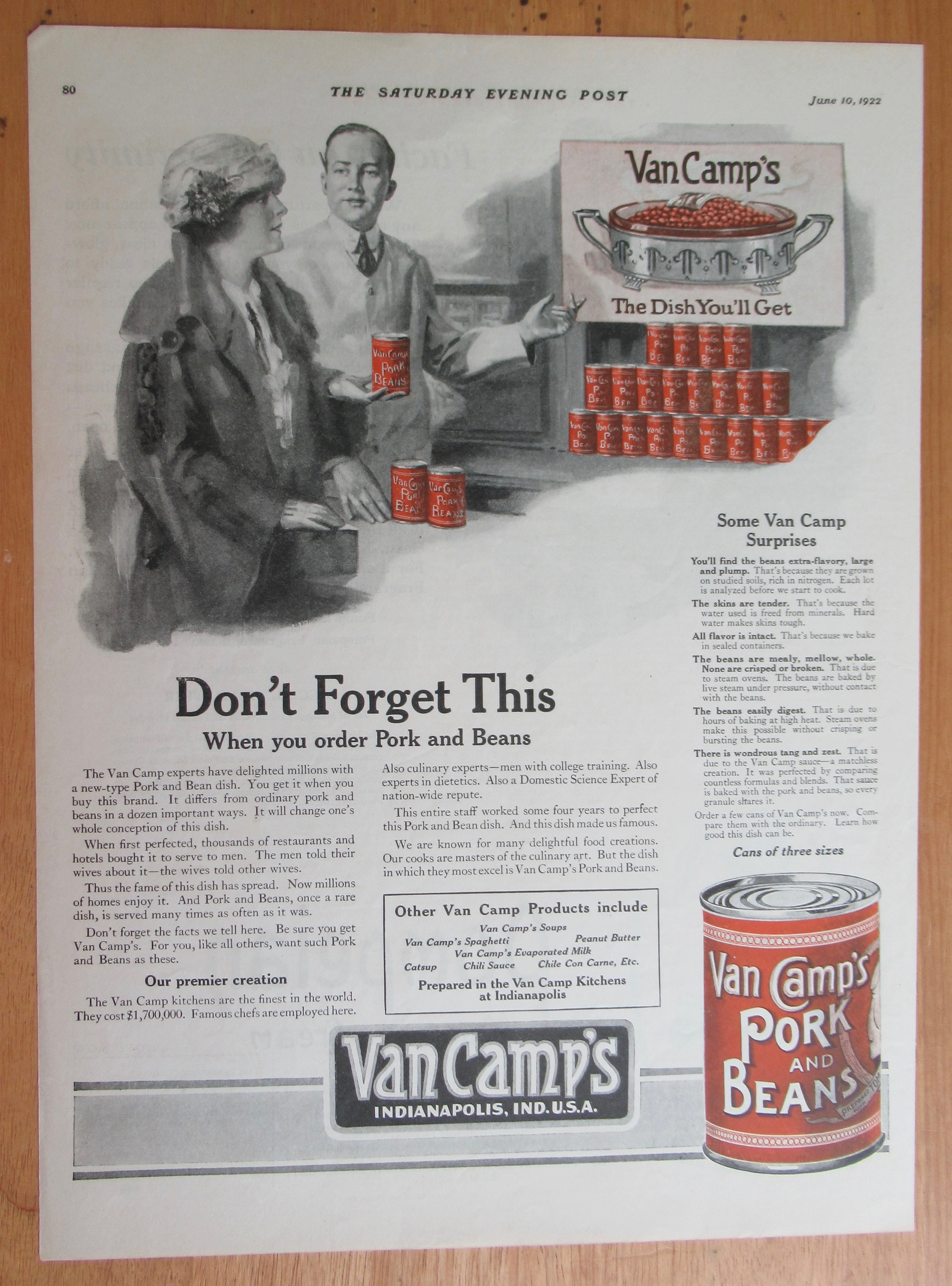 1922 Van Camp's Pork & Beans with Woman & Grocer