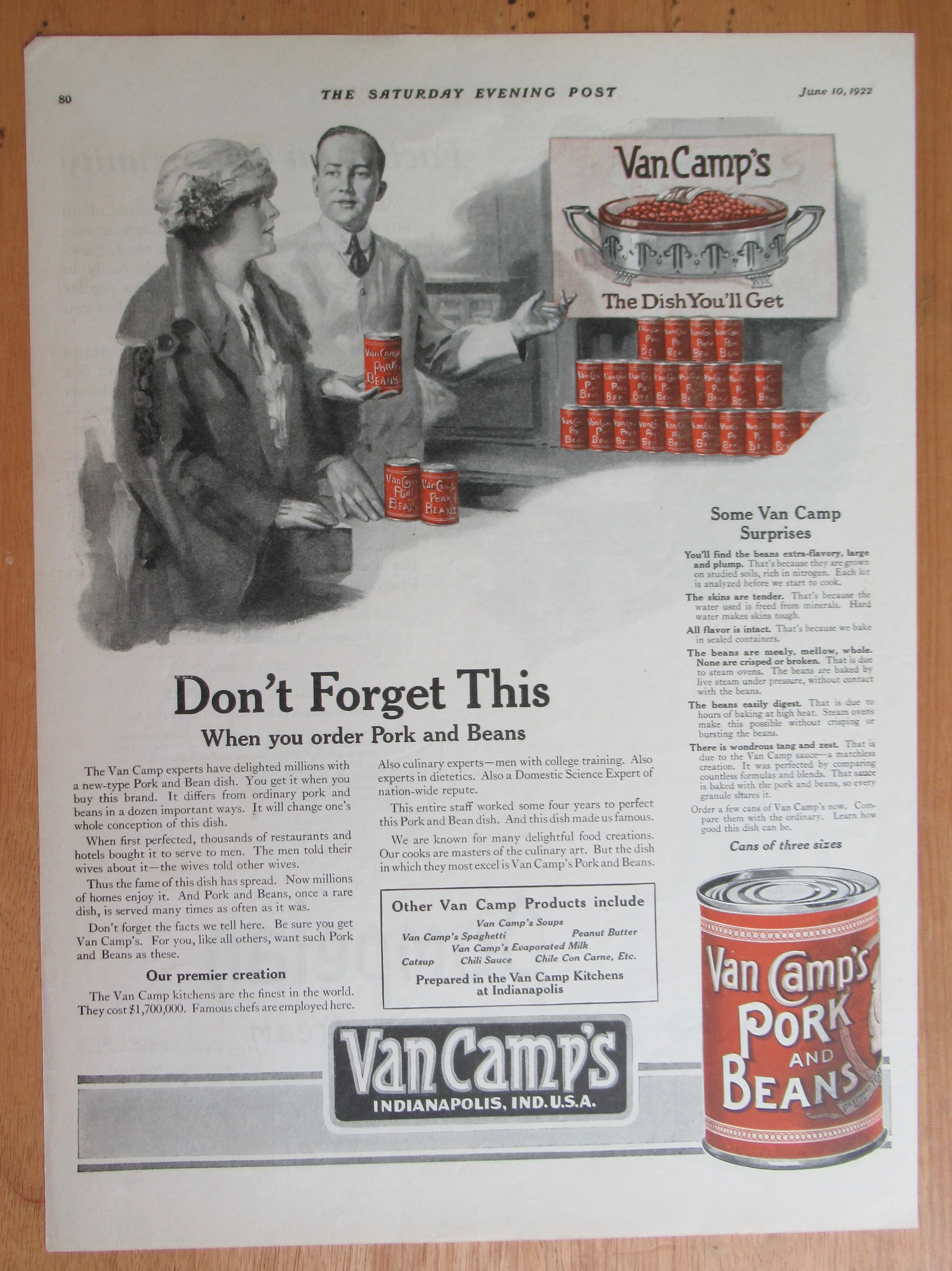 1922 Van Camp's Pork & Beans with Woman & Grocer