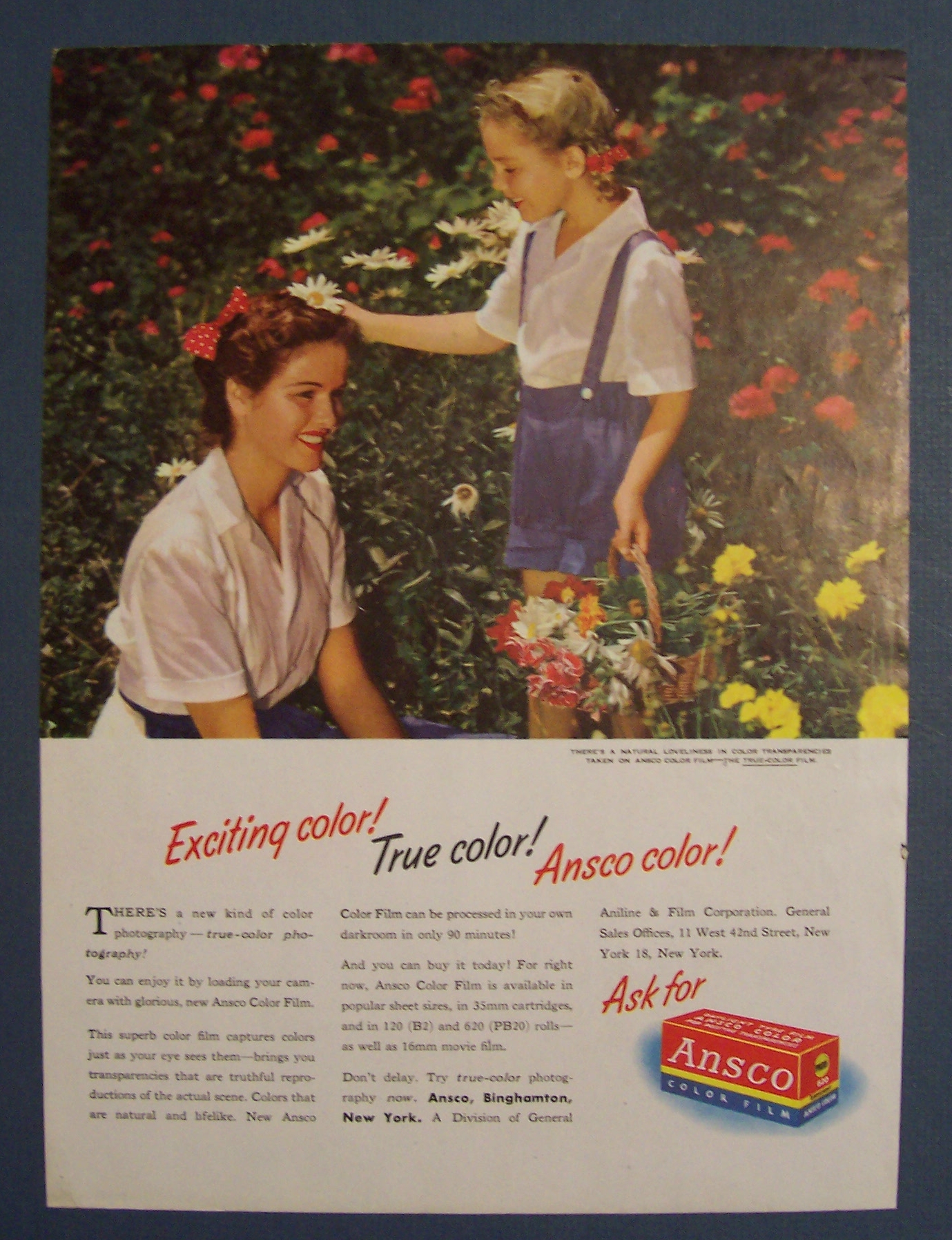 1946 Ansco Color Film with Woman & Girl Picking Flowers