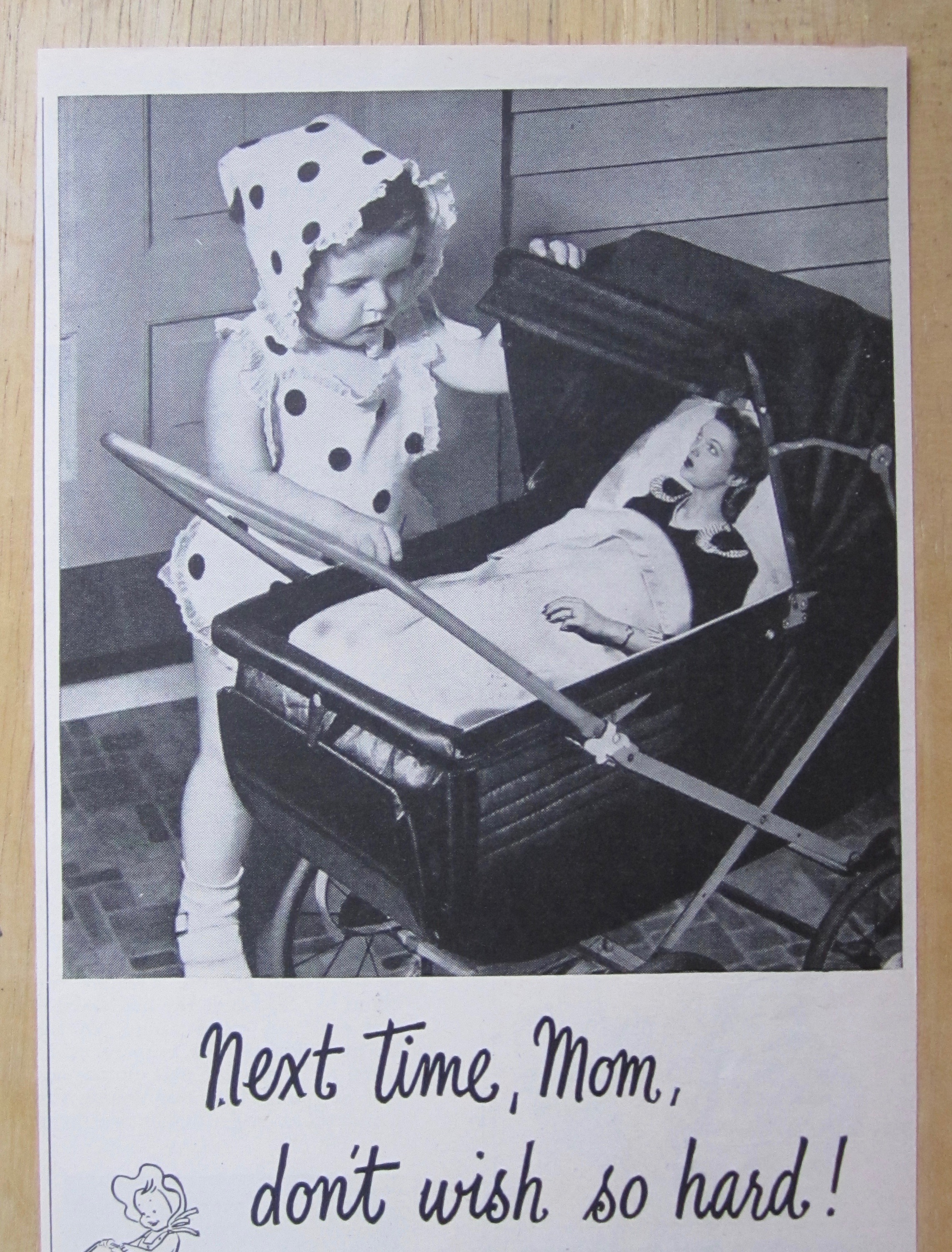 1945 Johnson Baby Powder & Oil w/Baby & Mom in Stroller