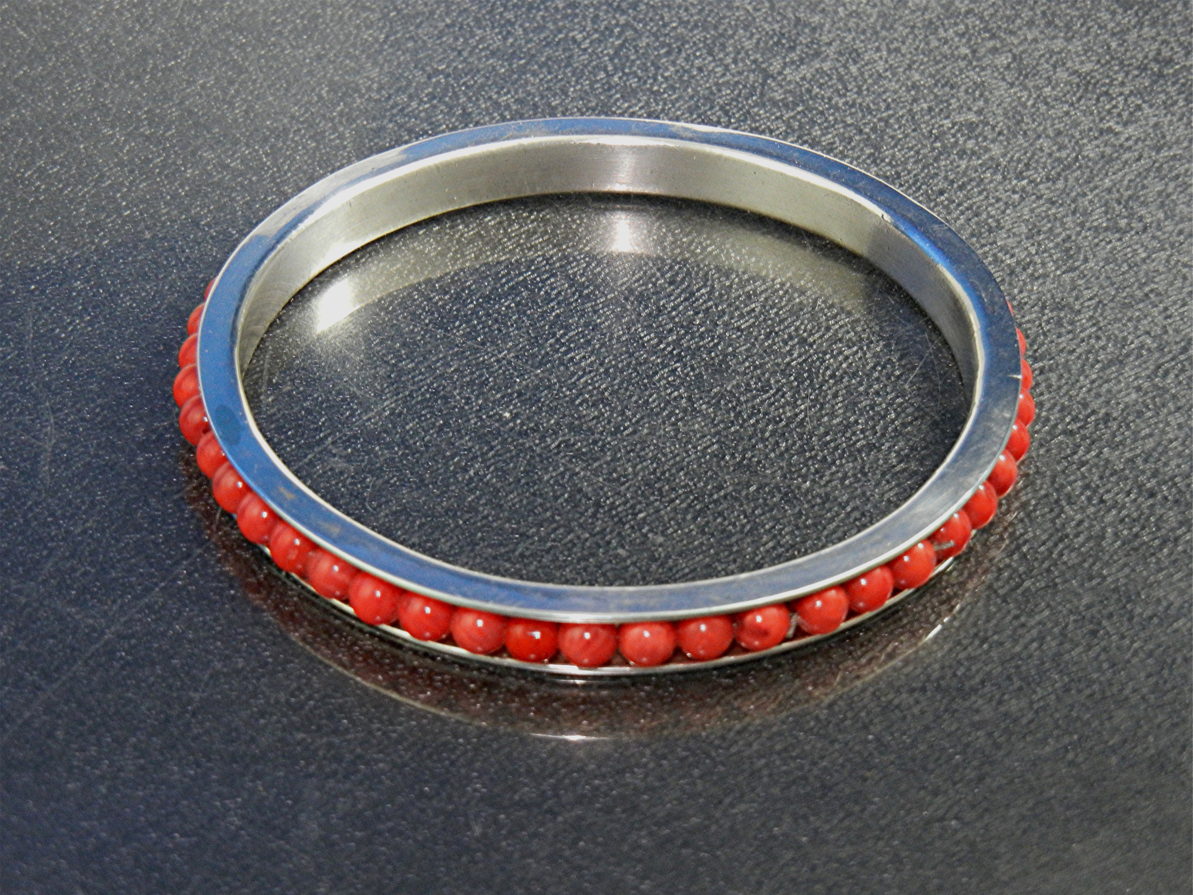 Navajo Sterling Silver Mediterranean Coral Bracelet