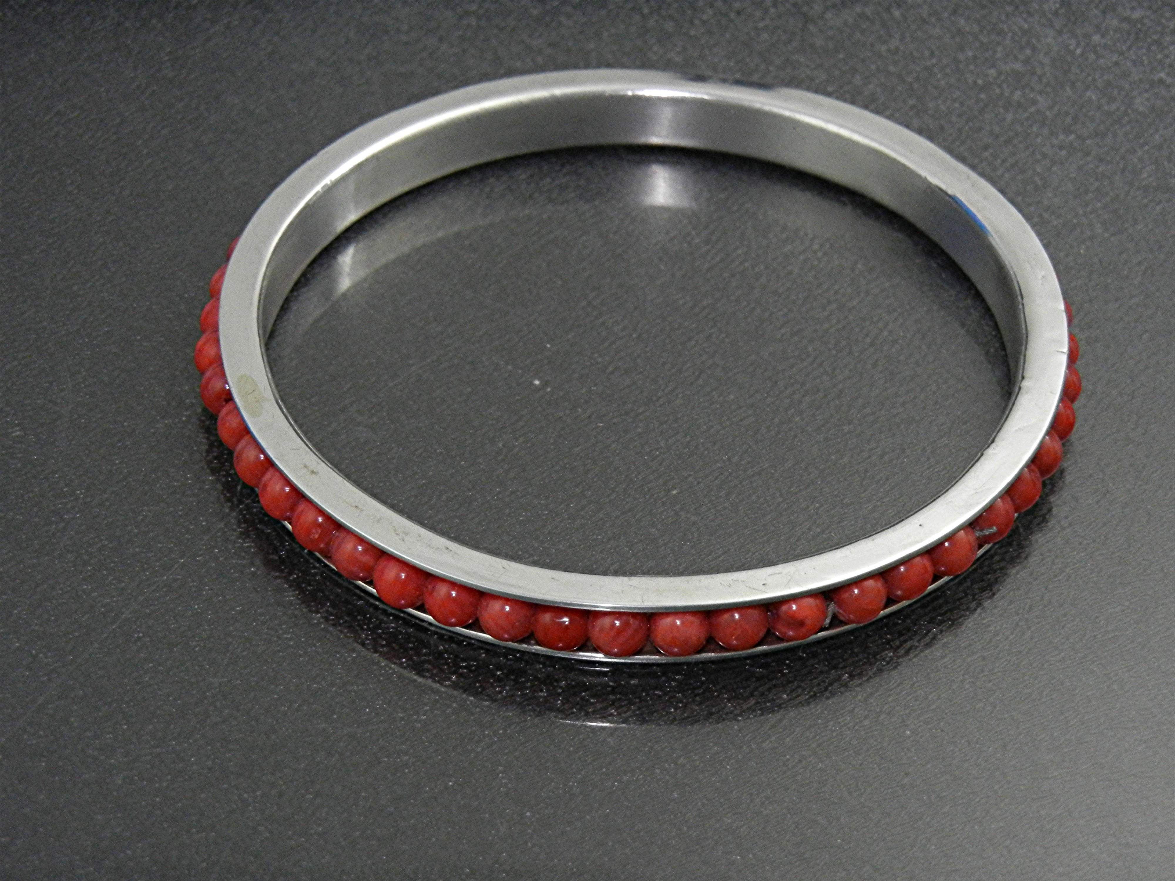 Navajo Sterling Silver Mediterranean Coral Bracelet