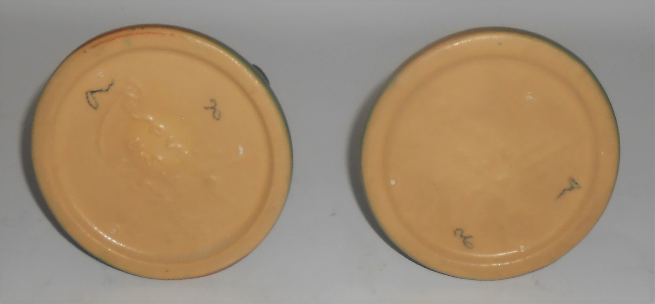 Roseville Art Pottery Pair Green Magnolia #1157 Candle
