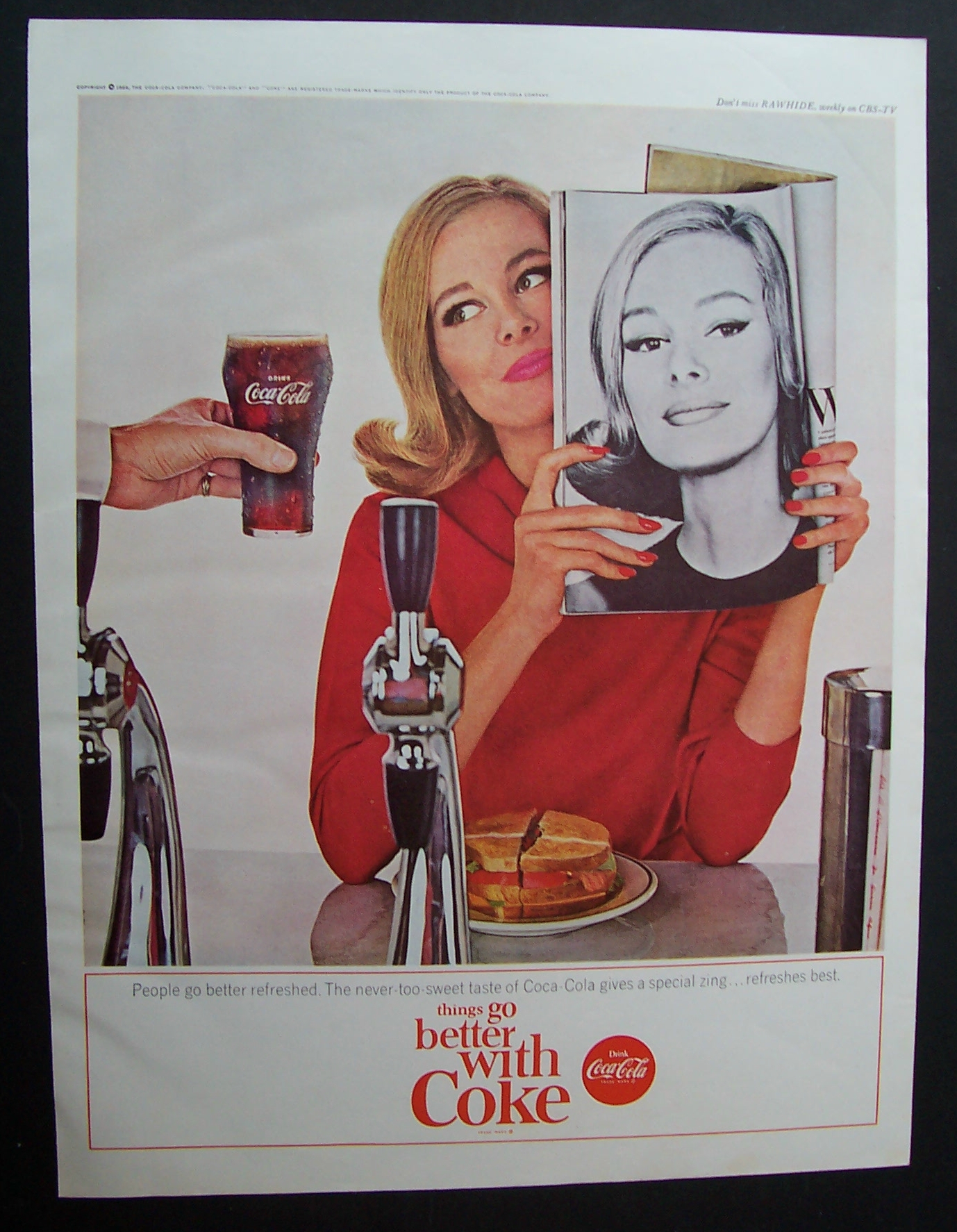 1964 Coca Cola (Coke) with Woman & Magazine