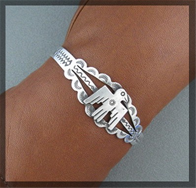 Navajo Fred Harvey Era Sterling Silver Thunderbird Cuff