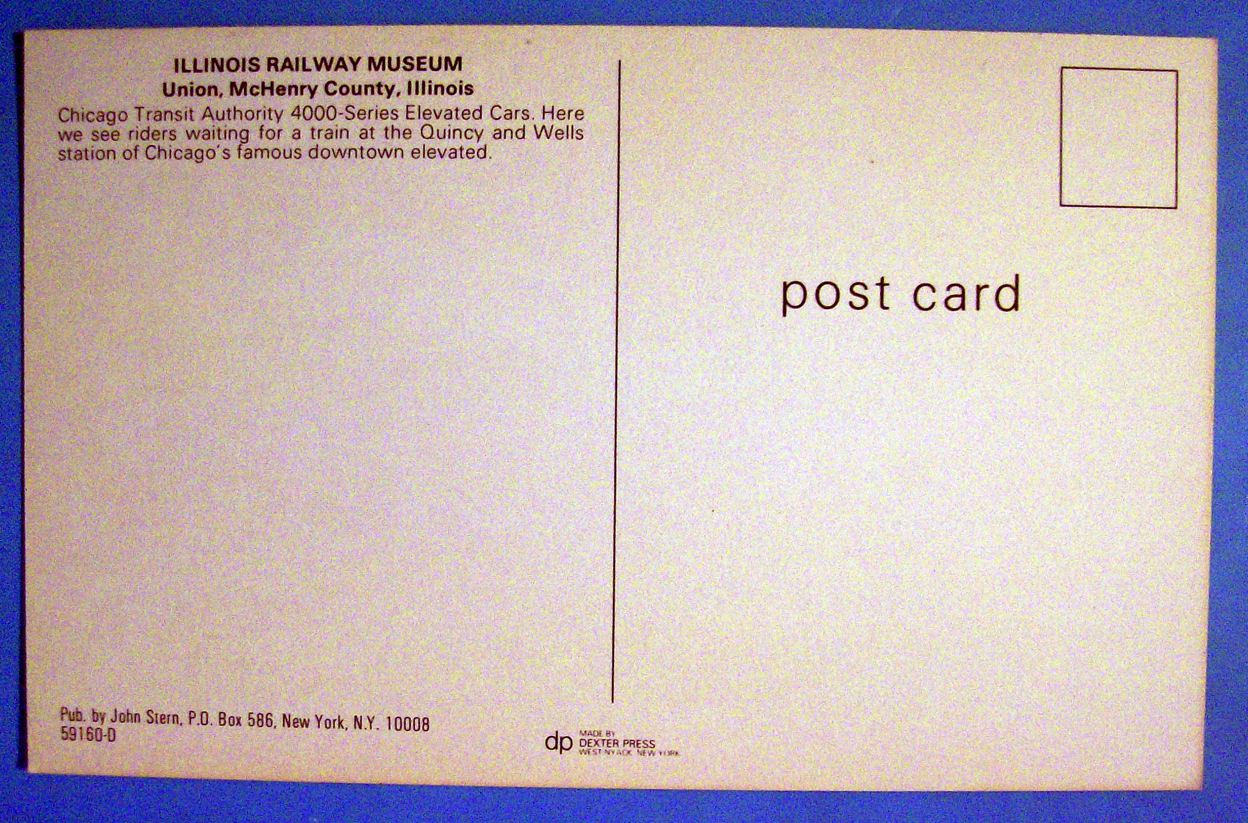 Chicago Transit Authority 4000 Series E Car Postcard