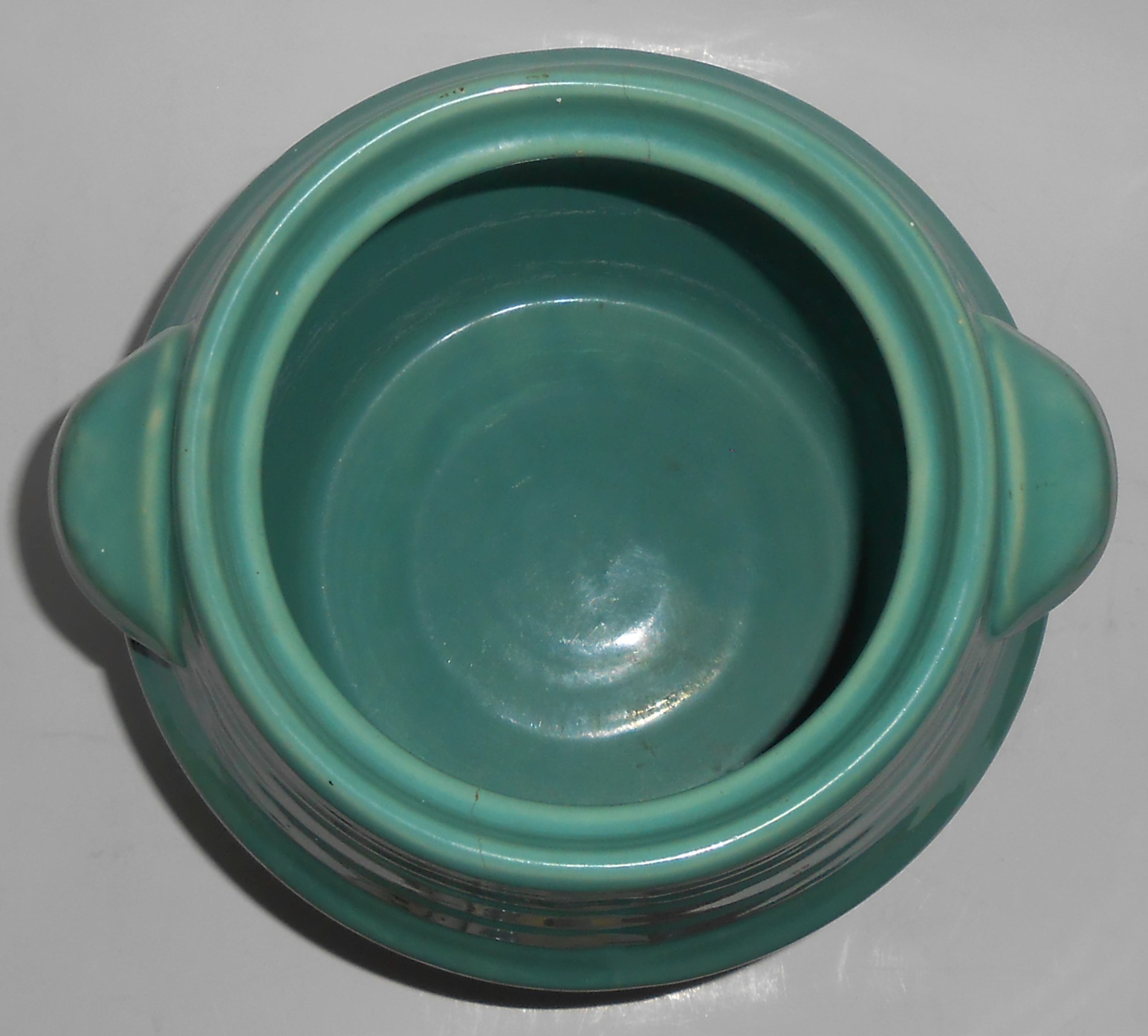 Coors Pottery Green Banded Cookie Jar