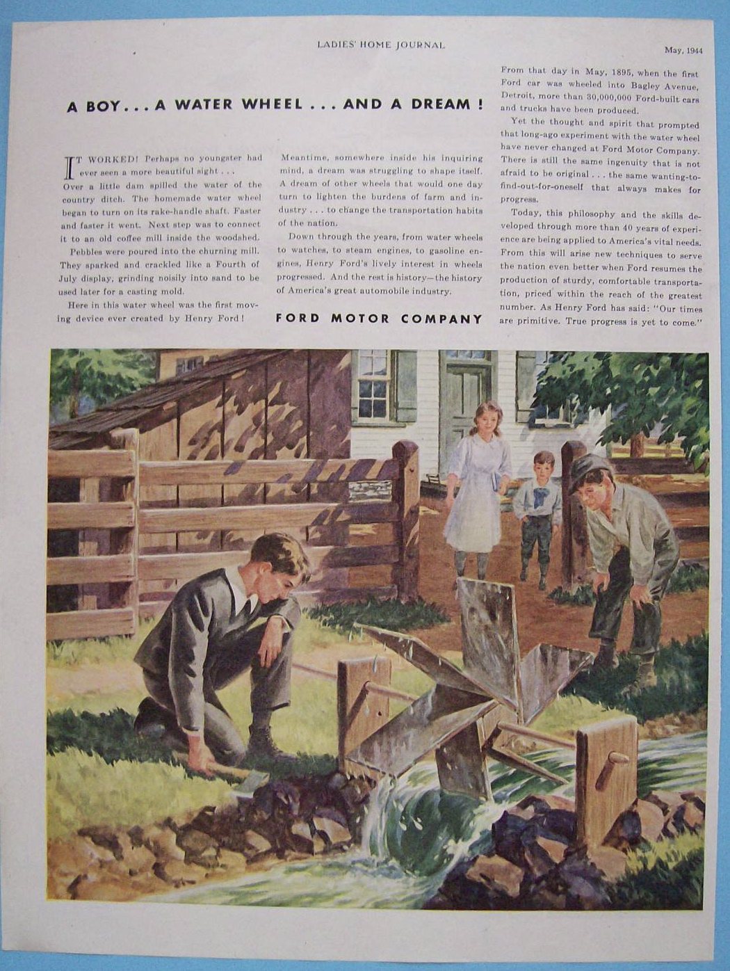1944 Ford Motor Company with People Watching Wheel