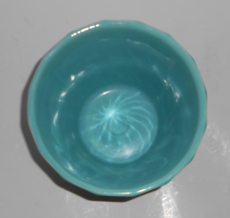 VINTAGE Bauer Pottery 5'' Turquoise Swirl Flower Pot