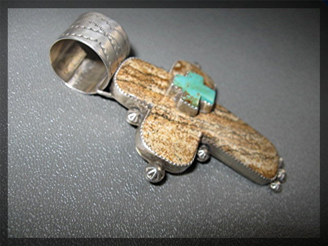 ROCKI GORMAN  Sterling Silver Jasper Turquoise Cross