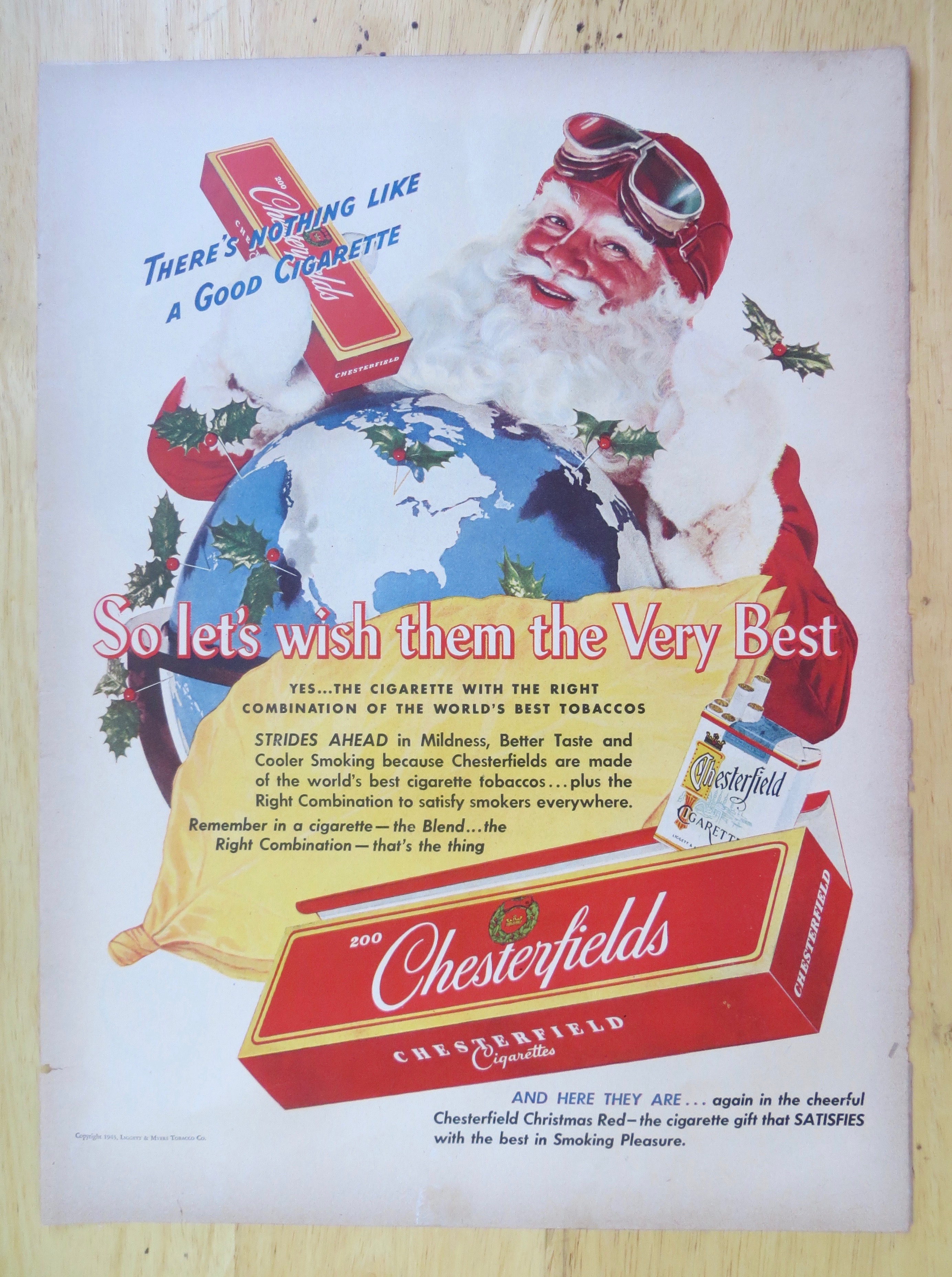 1943 Chesterfield Cigarettes with Santa Claus