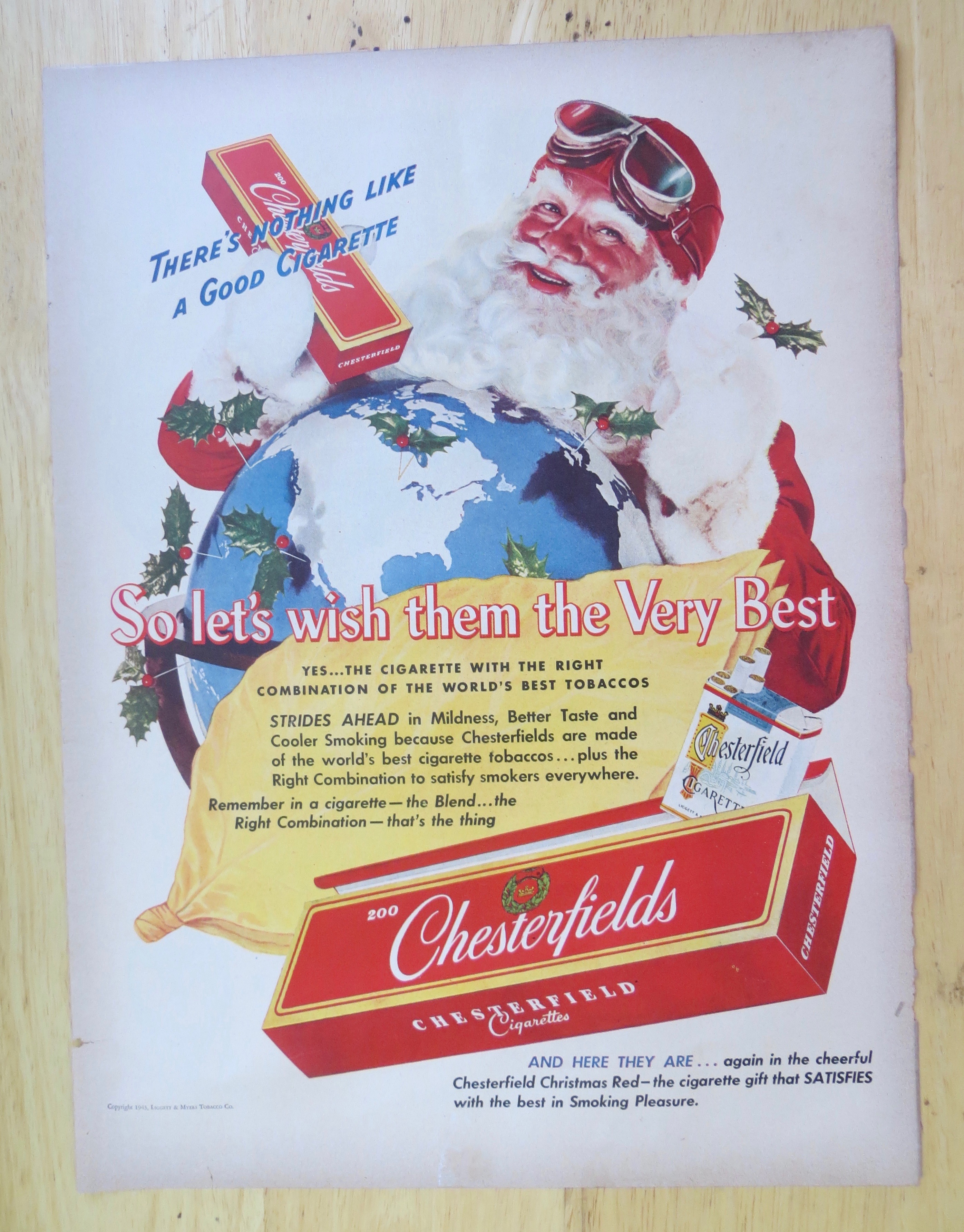 1943 Chesterfield Cigarettes with Santa Claus