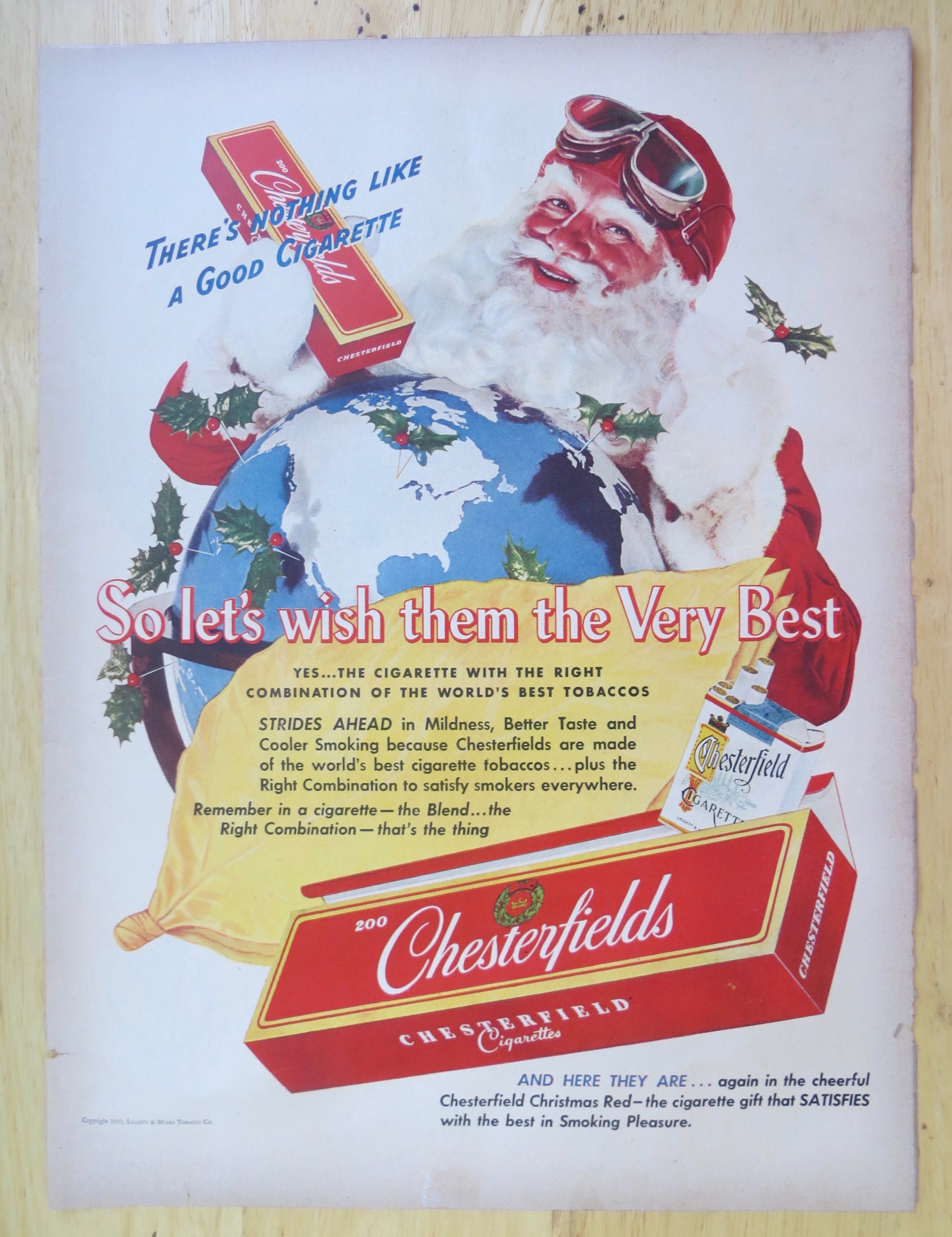 1943 Chesterfield Cigarettes with Santa Claus