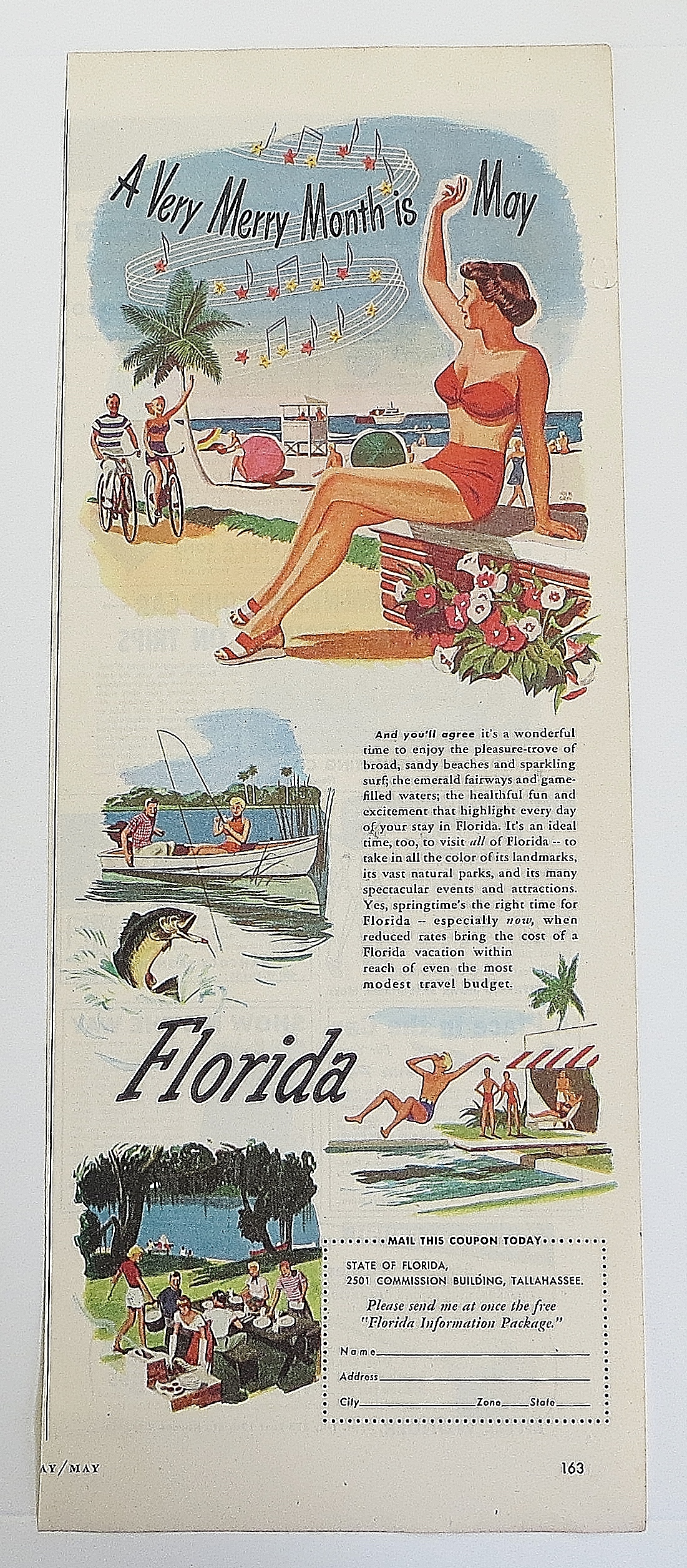 1950 Florida With Woman Waving To People