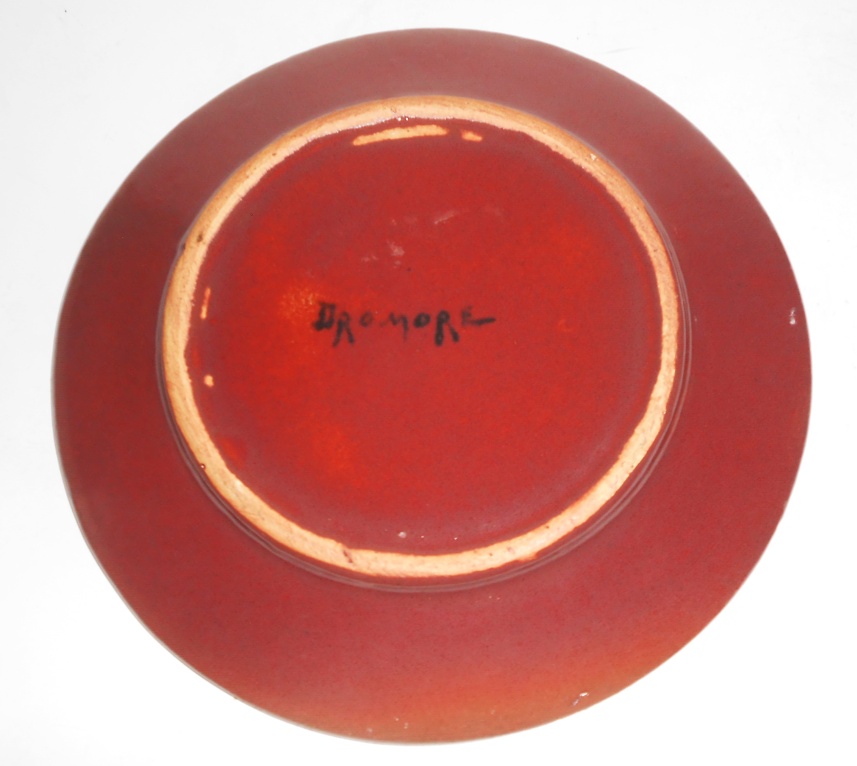 Dromore Art Pottery 1930's Red/Brown - Rust Ring Plate
