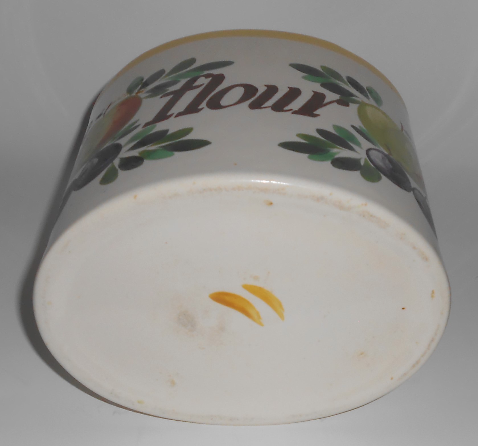 Bauer Pottery Fruit Decorated Small Flour Can