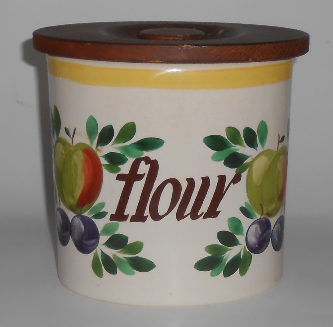 Bauer Pottery Fruit Decorated Small Flour Can