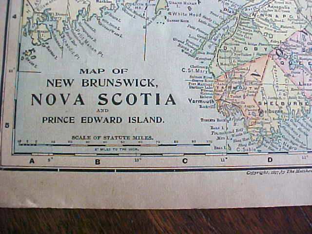 Antique Map Quebec Nova Scotia 1901