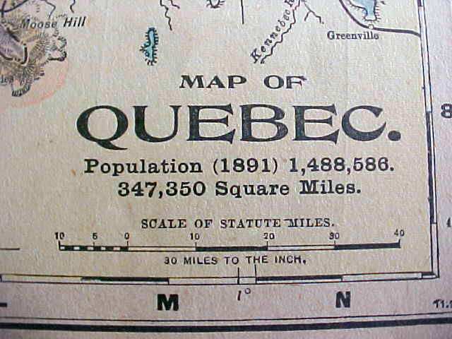 Antique Map Quebec Nova Scotia 1901