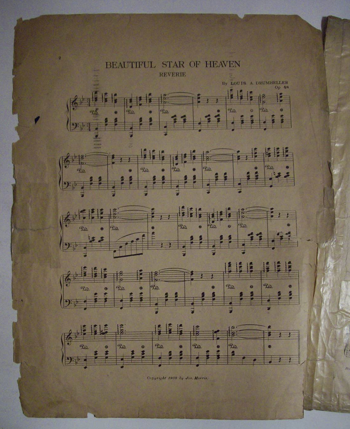 Sheet Music For 1905 Beautiful Star Of Heaven