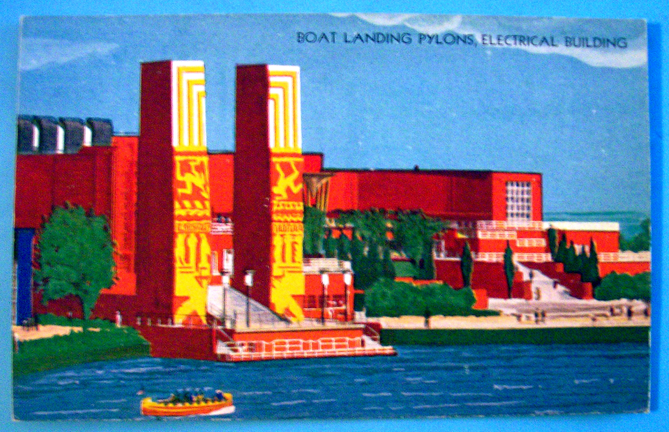 Boat Landing Pylons Electrical Building Postcard-Fair