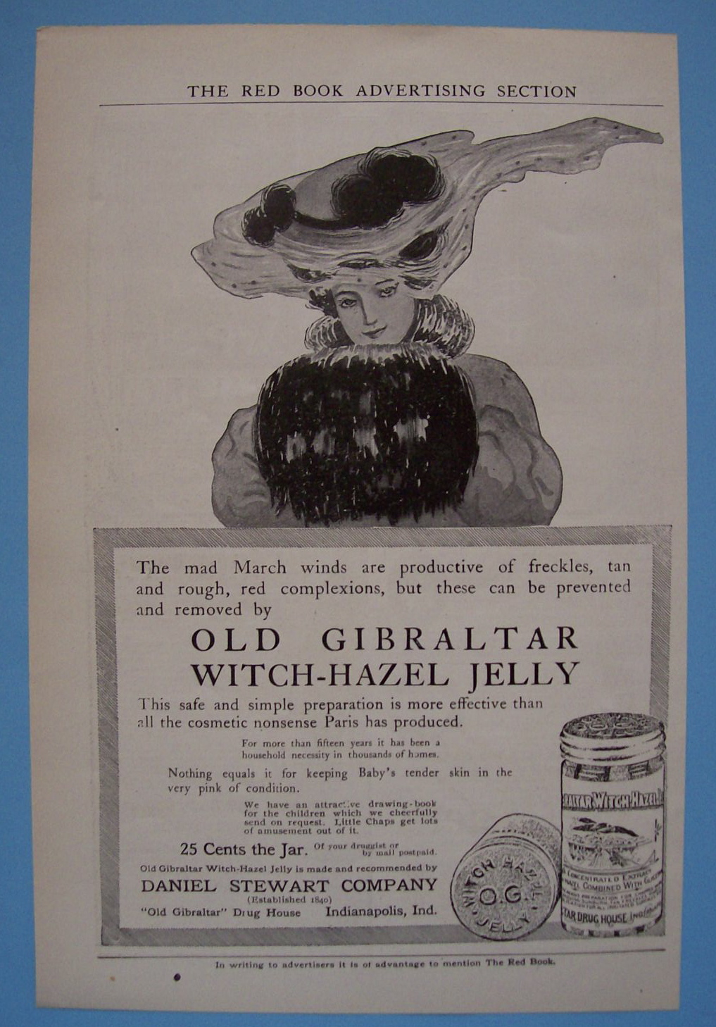 1906 Old Gibraltar Witch-Hazel Jelly with Lovely Woman
