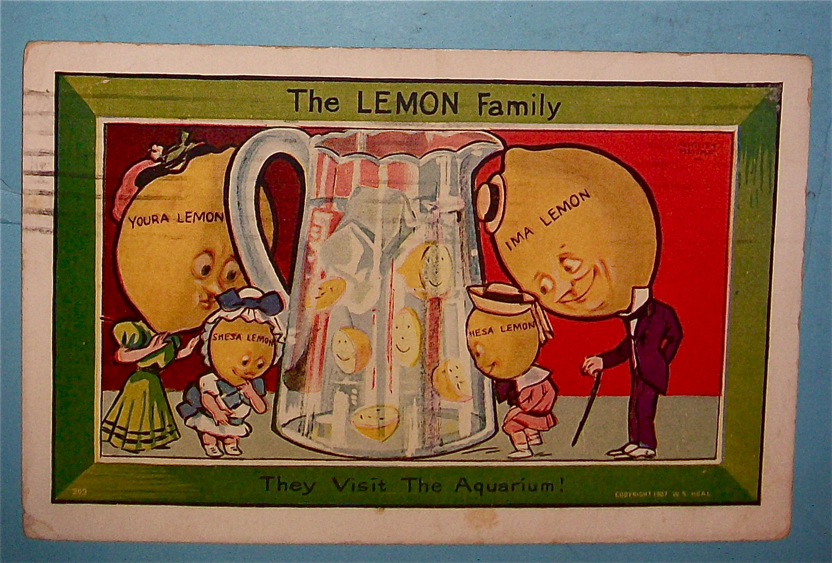 The Lemon Family Visits Aquarium Postcard