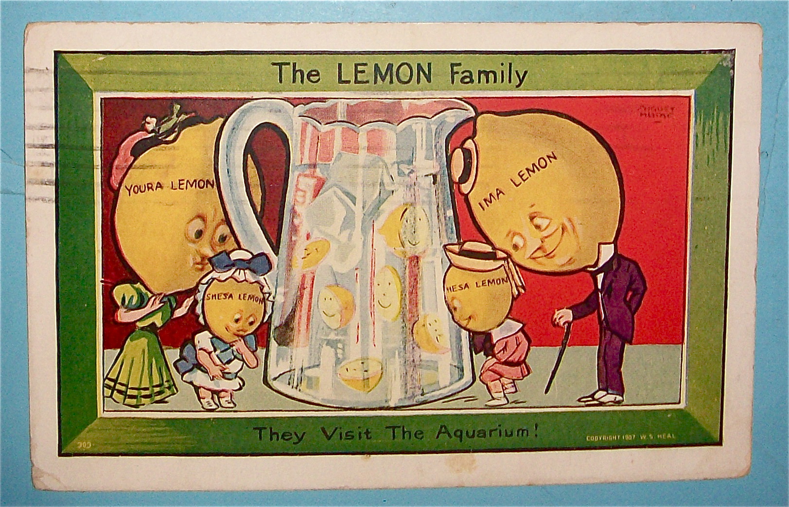 The Lemon Family Visits Aquarium Postcard