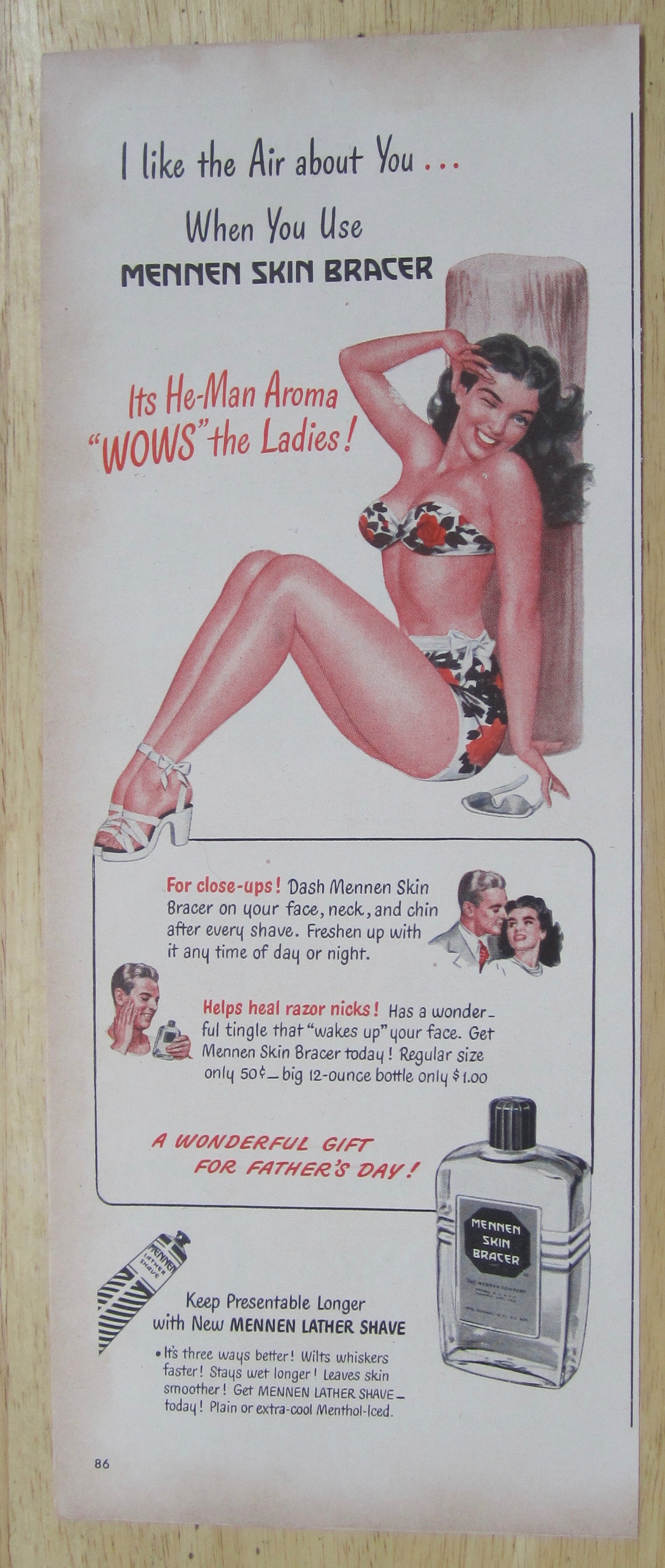 1947 Mennen Skin Bracer w/Lovely Woman in Bathing Suit