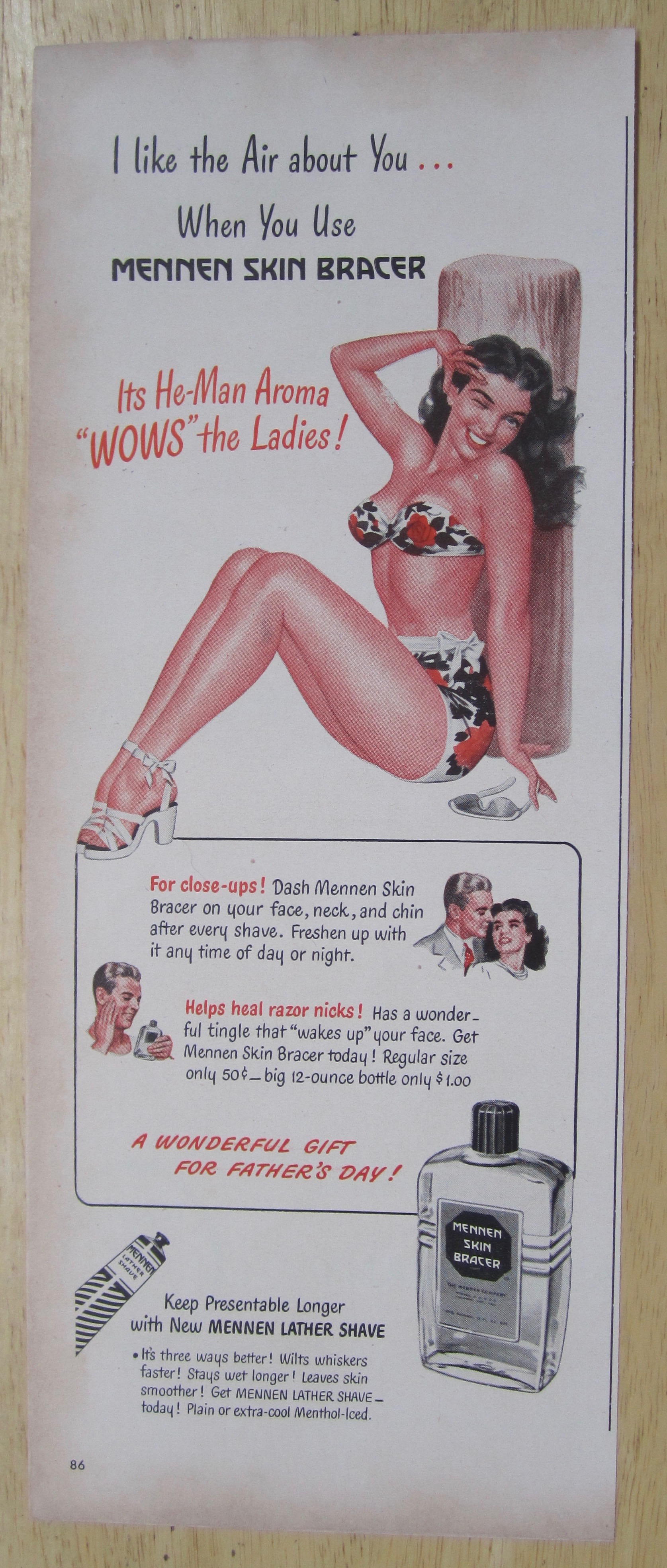 1947 Mennen Skin Bracer w/Lovely Woman in Bathing Suit
