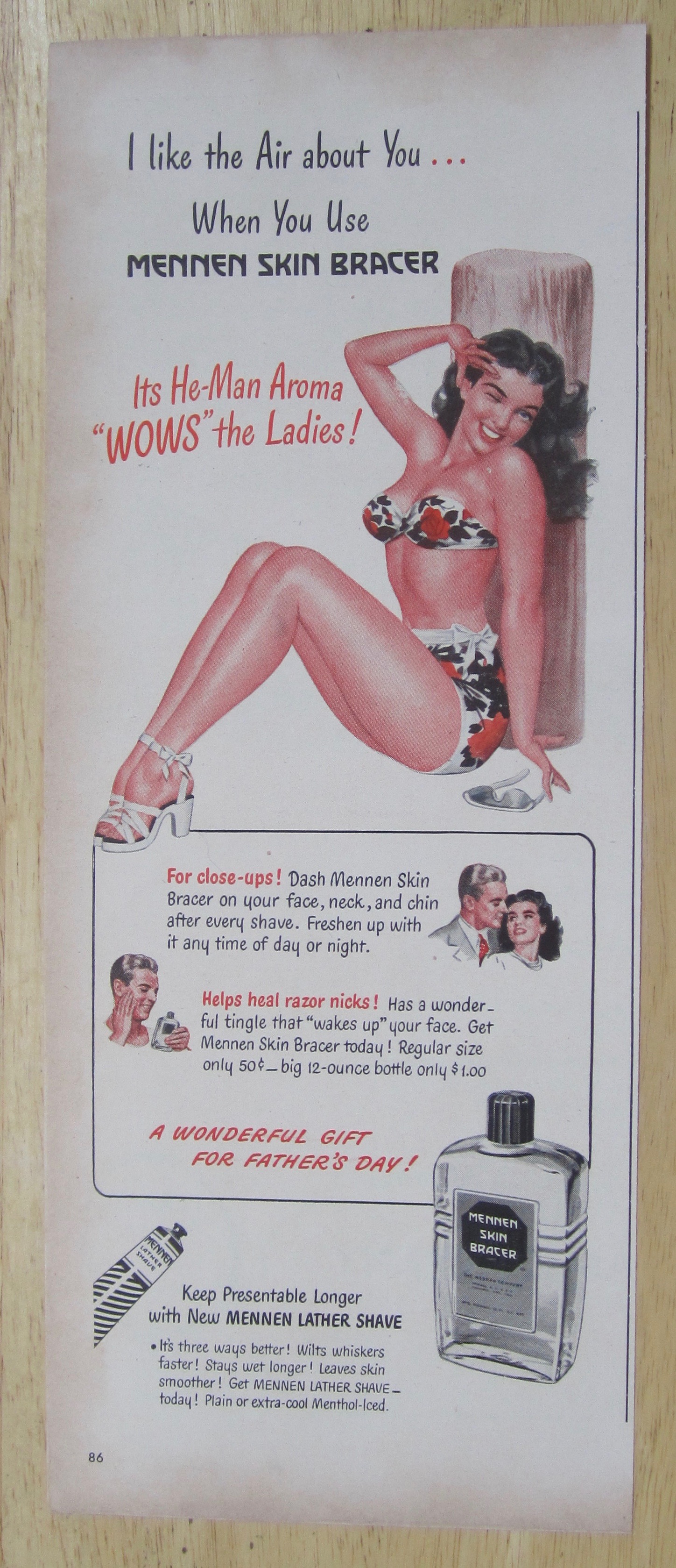 1947 Mennen Skin Bracer w/Lovely Woman in Bathing Suit