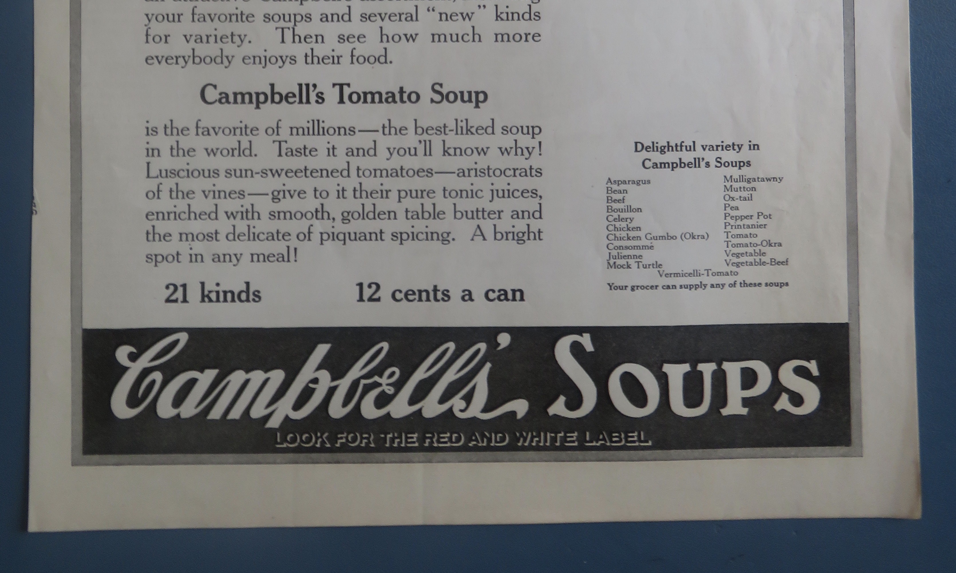 1922 Campbell's Tomato Soup with Bride and Groom